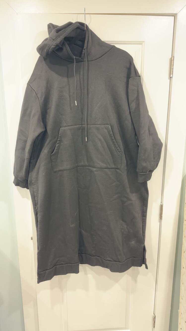 Shein Curve Black Fleece Hooded Sweatshirt Dress 3XL